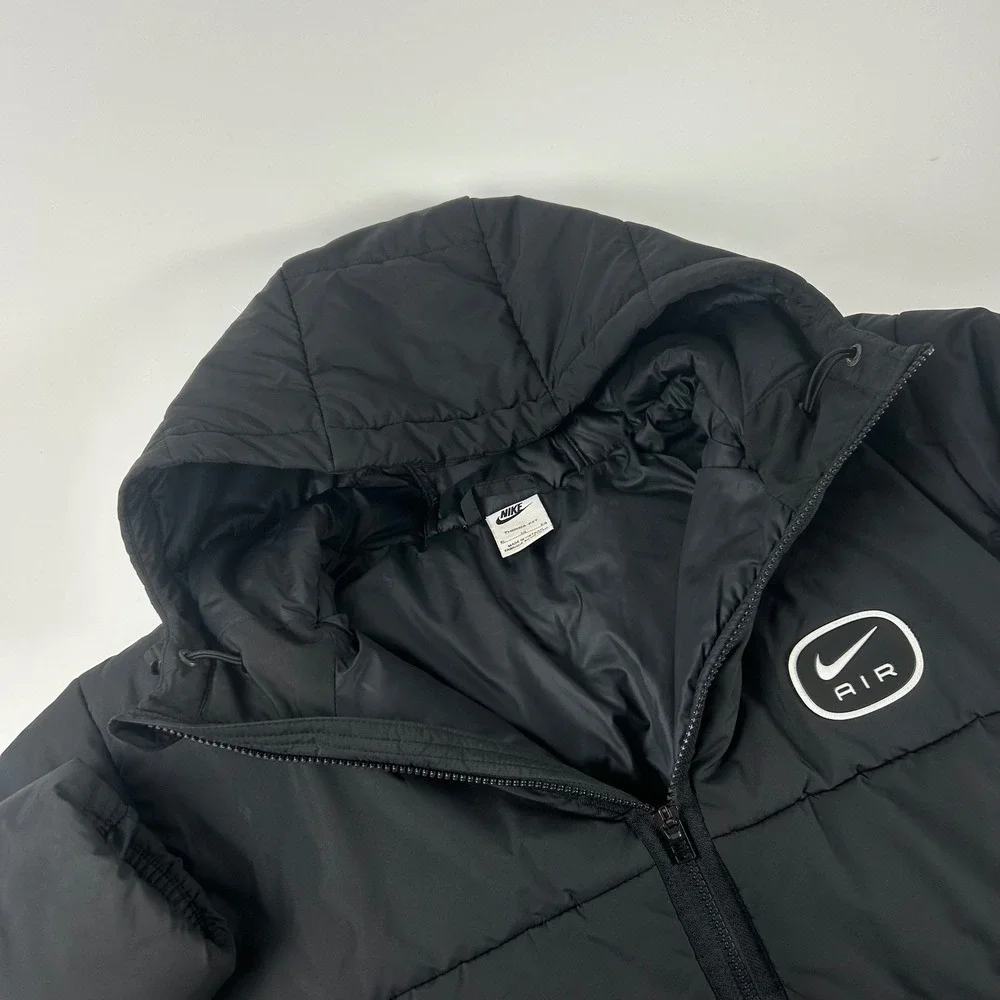 Nike Men's XL Air Therma-FIT Puffer Jacket Black Hooded Quilted Full Zip Coat
